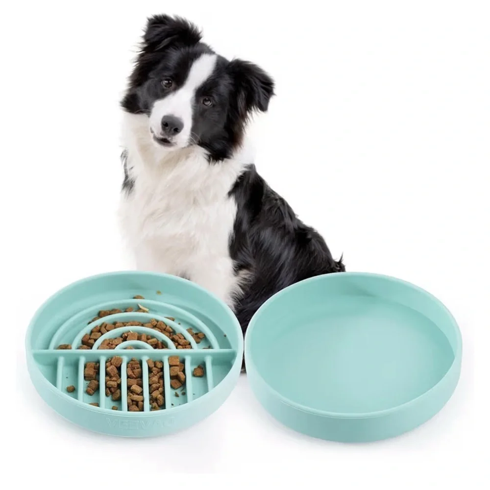 NEW-Slow Feeder Bowl Medium Dog Food & Water Bowl Promotes Healthy Digestion,